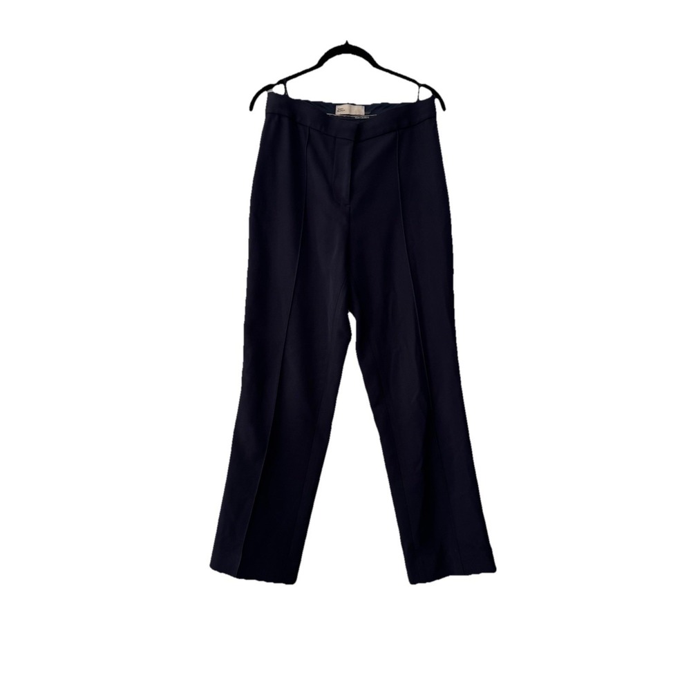 Tory Burch Women's Navy Blue Seamed Twill Straight Leg Pants Size 4 EUC career